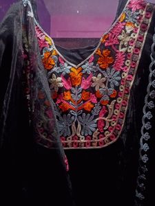 Beautiful Organgza Multicolor Work Heavy Dress