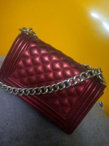 Burgundy Quilted Crossbody Bag