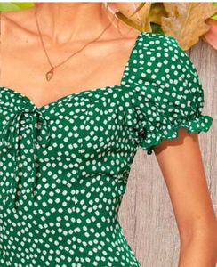 Green Dotted Midi Dress