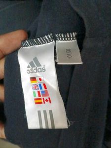 Adidas Black T-Shirt with White Stripes