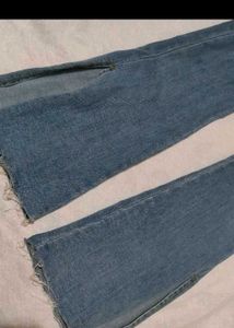 Slit Hem Flare Jeans