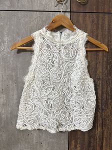 Zara Lace Top With Metal Zipper