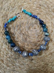 Classy Onyx And Lapis Lazuli Choker