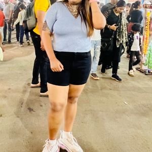 Elegant Blue Knit Top