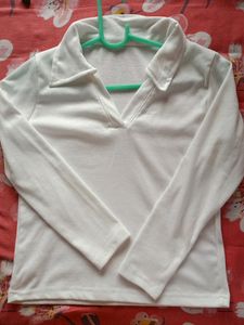 White Ribbed Top