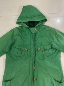 Green Hooded Casual Jacket