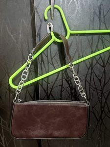 Brown Leather Chain Bag