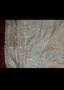 Embroidered Peach Saree