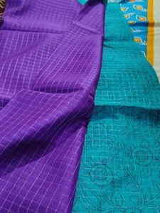 Purple &amp; Teal Handloom Saree