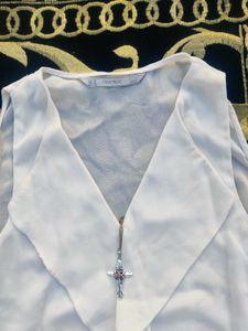 White Ruffle ZARA Tank Top