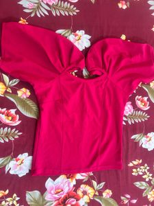 Solid Sweetheart Neck Pink Top