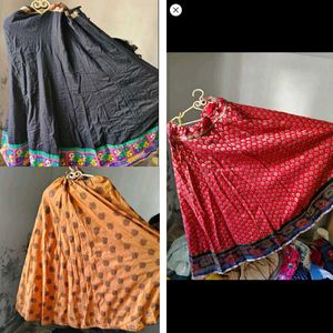 Combo Of 3 Beautiful Flaired Chaniya