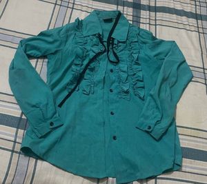 Teal Ruffled Top