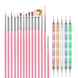 Nail Art Dotting Tools - Set of 5 And Brushes - 15