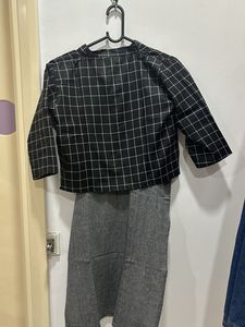 Grey Kurti With Jacket