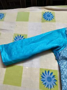 Elegant Blue Embroidered Kurti with Cutwork Hem