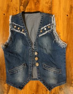 Denim Vest with Fringe & Studs