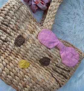 Hello Kitty Straw Tote Bag