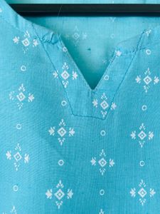 Sky Blue Short Kurti For Women