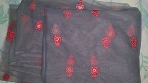 Ash Net With Floral Embroidery