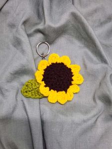Crochet Sunflower Keychain - Handmade Accessory