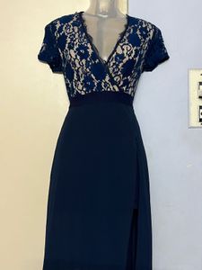 Pintrest Navy Lace Bodice Maxi Dress
