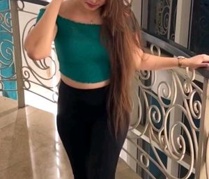 Green Smocked Crop Top