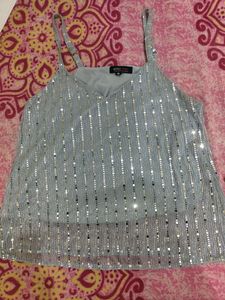 Light Blue Sequins Top