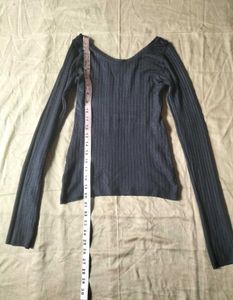 Black Ribbed Fitted Top