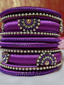 💜 Purple Colour Silk Thread Bangles