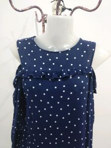 Polka Dot Cold Shoulder Top