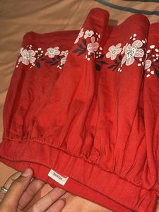 Red Floral Print Shorts