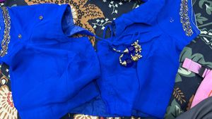 Blue Heavy Saree With Stitched Blouse