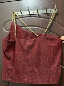 TOKYO TALKIES RED GLITTER PARTY TOP