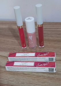 New myglamm 2 Lipsticks &amp; 1 Nail Enamel