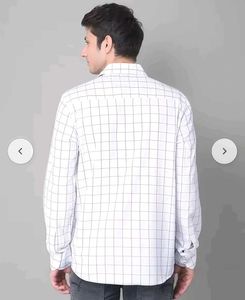 Men's White Checked Casual Shirt