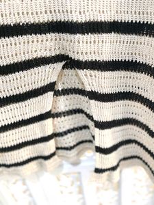 Chic Striped Knit Side Slit Dress B