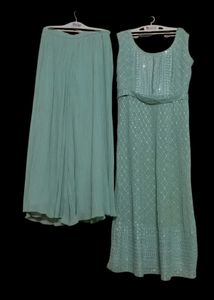 Mint Green Flared Palazzo Suitare Trouser Suit
