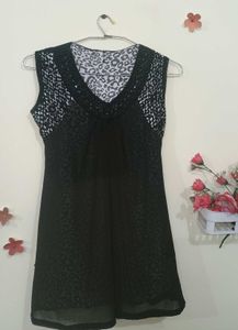 Leopard Print Mesh Beaded Top