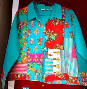 Crop Shirt Multicolour With Dominant Prints