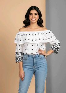 Elegant White Embellished Top