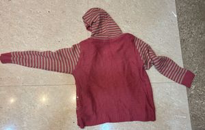 Striped Hooded Knit Cardigan