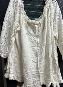 White Eyelet Off-Shoulder Top