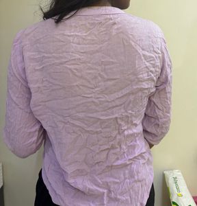 Lilac Embroidered Button-Down Top