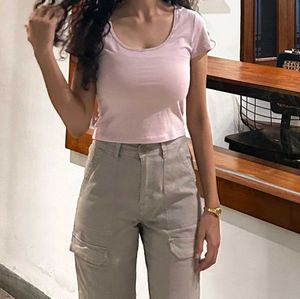 H&M Pink Cotton Crop Top