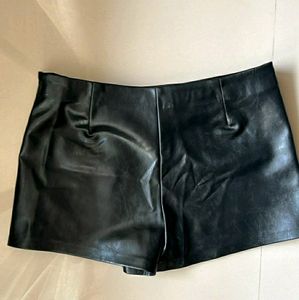 ZARA Faux Leather Belted Skort