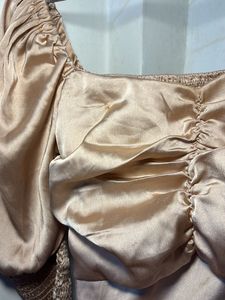 Metallic Puff Sleeve Corset Style Top