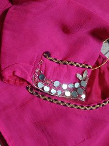 Multi Mirror Moti Works Saree  blouse Size 44