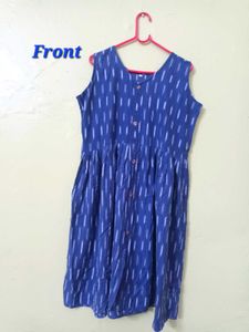 Blue Ikat Sleeveless Dress