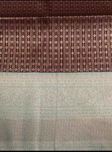 New Brown And Ice Green Semi Kanchi Silk Saree